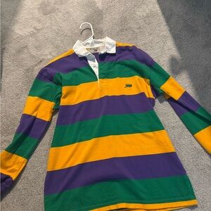 Perlis Mardi Gras Boys Long Sleeve Polo Shirt Size 12